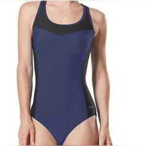 Speedo One-Piece Sports Swimsuit with Wire-Free Lining Color Blue Harmony Size M